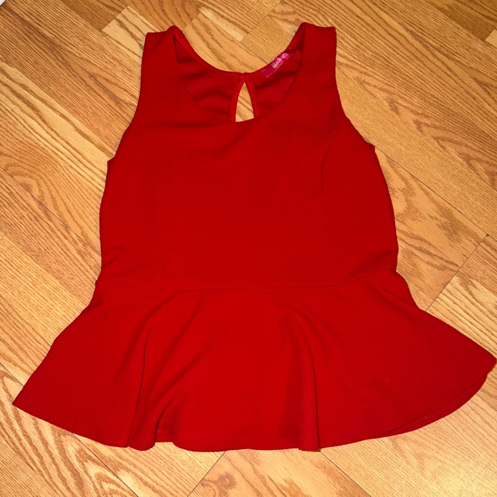 Magenta Vibrant Red Sleeveless Peplum Blouse